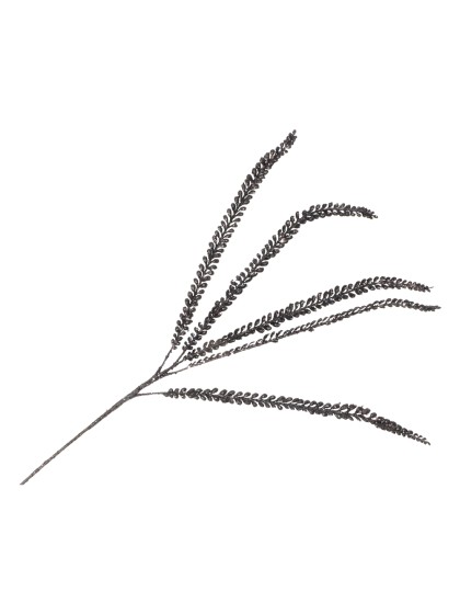 BRANCHE 5 FEUILLES NOIRES PAILLETEES 92CM