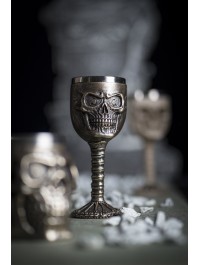 RESIN BRONZE SKULL CHALICE 7.5CM X 7.5CM X 18.5CM