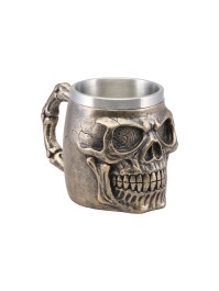 RESIN BRONZE SKULL MUG 10CM X 16CM X 11CM