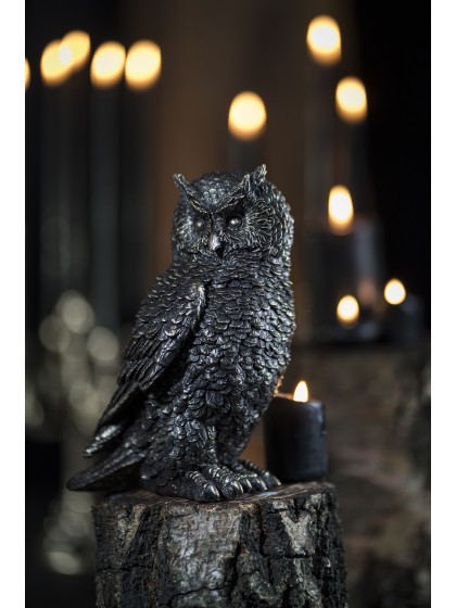 POLYRESIN BRONZE OWL STATUE 11CM X 15CM X 19.5CM