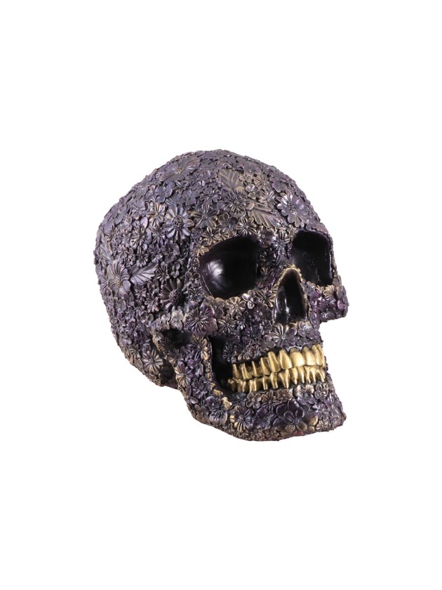 SCHÄDEL FLEURI POLYRESIN VIOLETT 13CM X 22CM X 16CM