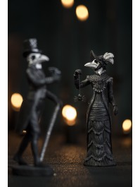 POLYRESIN LADY AND MISTER SKELETON RAVEN - 2 ASS 7CM X 6CM X 21CM