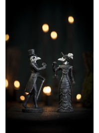 POLYRESIN LADY AND MISTER SKELETON RAVEN - 2 ASS 7CM X 6CM X 21CM
