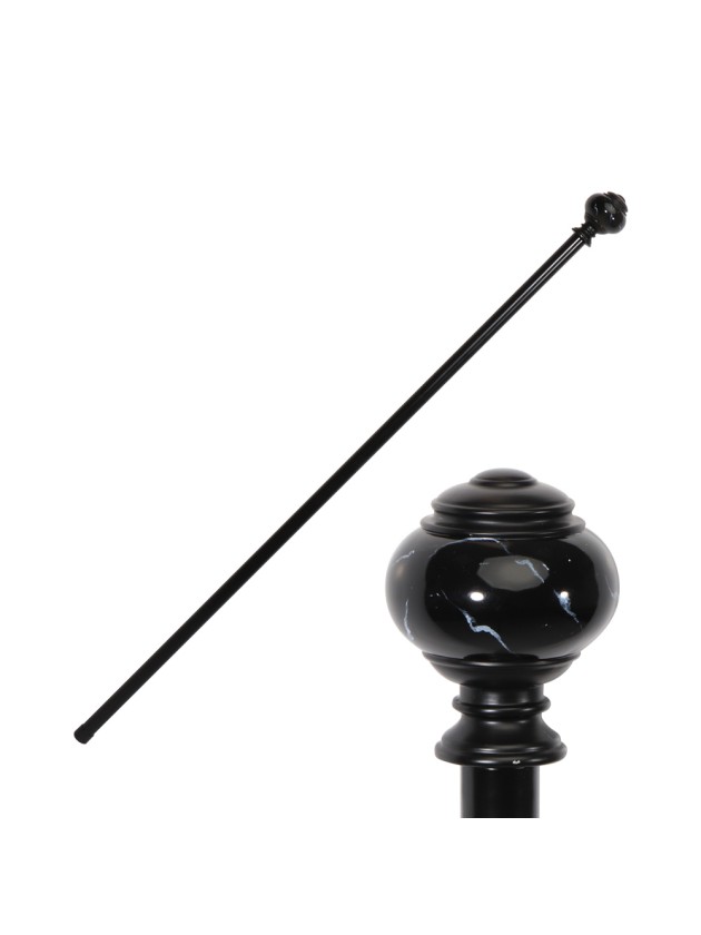 METAL WALKING CANE BALL MARBLE FINISH EFFECT 6CM X 95CM