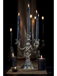 CHANDELIER BRONZE TETE DE MORT ET SERPENTS 3 BRANCHES 20.5CM X 11.5CM X 30CM