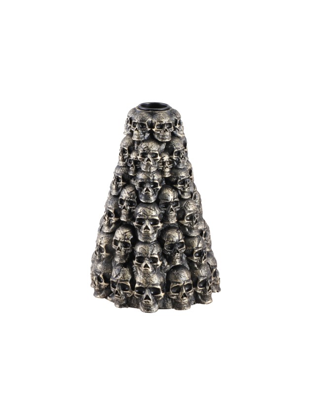 KERZENLEUCHTER TOTENKÖPFE BRONZE DIA 11.7CM X 17CM