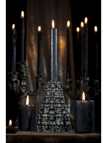 BRONZE SKULLS CANDLE HOLDER DIA 11.7CM X 17CM