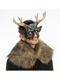 BLACK AND BRONZE DEER MASK 37CM X 25CM