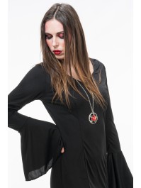 HALSKETTE STERN AUS SATAN ROT DIA-ANHÄNGER 5CM / KETTE 72CM