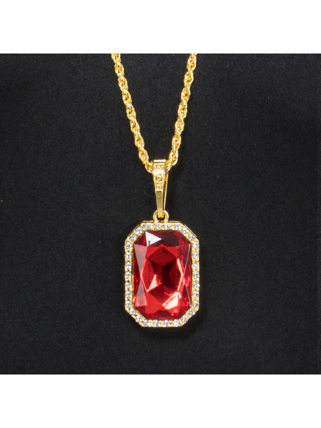 VAMPIRE RUBY NECKLACE PENDANT 3CM X 4CM CHAIN 72CM