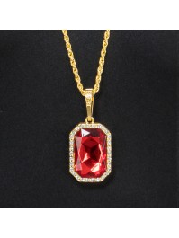 VAMPIRE RUBY NECKLACE PENDANT 3CM X 4CM CHAIN 72CM