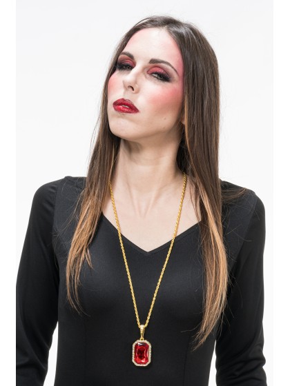 COLLIER RUBIS DE VAMPIRE PENDENTIF 3CM X 4CM / CHAINE 72CM