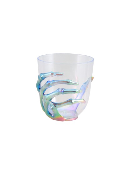 VERRE TRANSPARENT MAIN SQUELETTE IRISEE DIA 9CM X 10CM