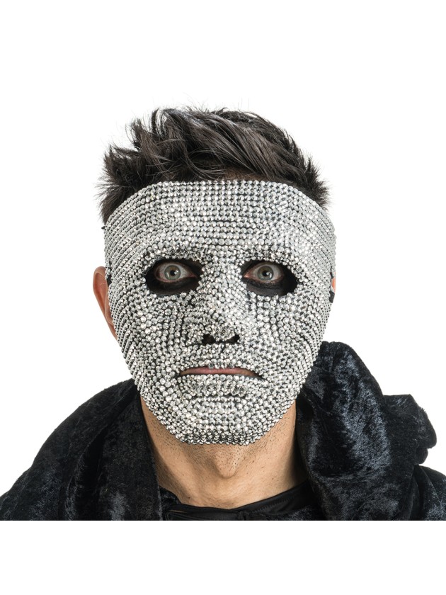 MASKE NO ID MIT STRASS SILBER 17.5CM X 10CM X 17CM