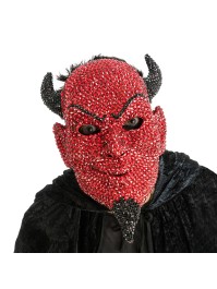 MASQUE DIABLE ROUGE AVEC STRASS 21CM X 10CM X 31.5CM