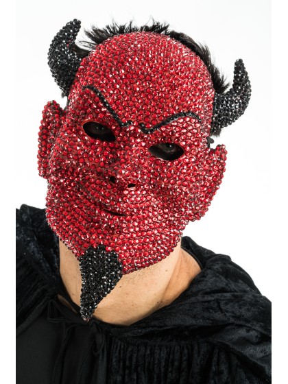 MASQUE DIABLE ROUGE AVEC STRASS 21CM X 10CM X 31.5CM