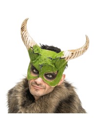 DEMI MASQUE BETE A CORNES EFFET MOUSSE 34CM X 8CM X 29CM