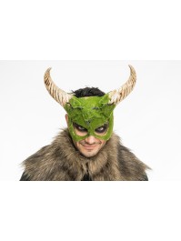 DEMI MASQUE BETE A CORNES EFFET MOUSSE 34CM X 8CM X 29CM