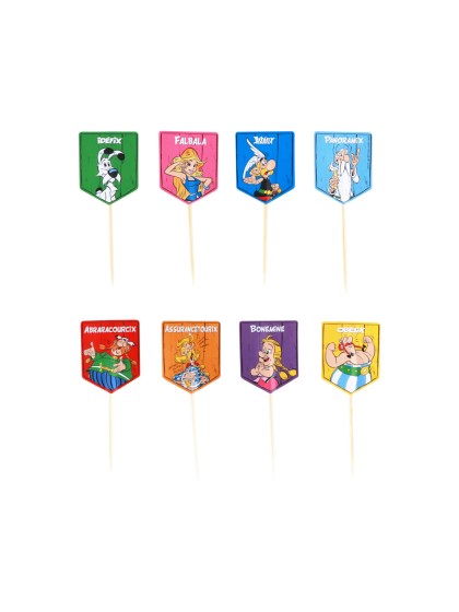 SET 8 PICS CUPCAKES ASTERIX® 3CM X 8CM