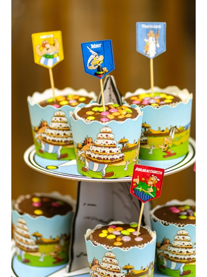SET 8 PICKS CUPCAKES ASTERIX® 3CM X 8CM
