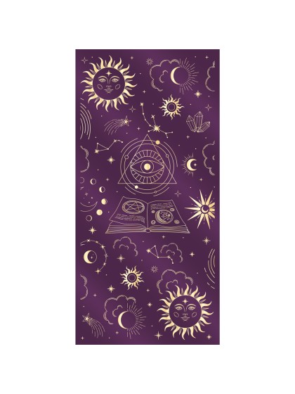MYSTICAL VIOLET VELVET TABLE RUNNER WITH GOLD FOIL 28CM X 3M