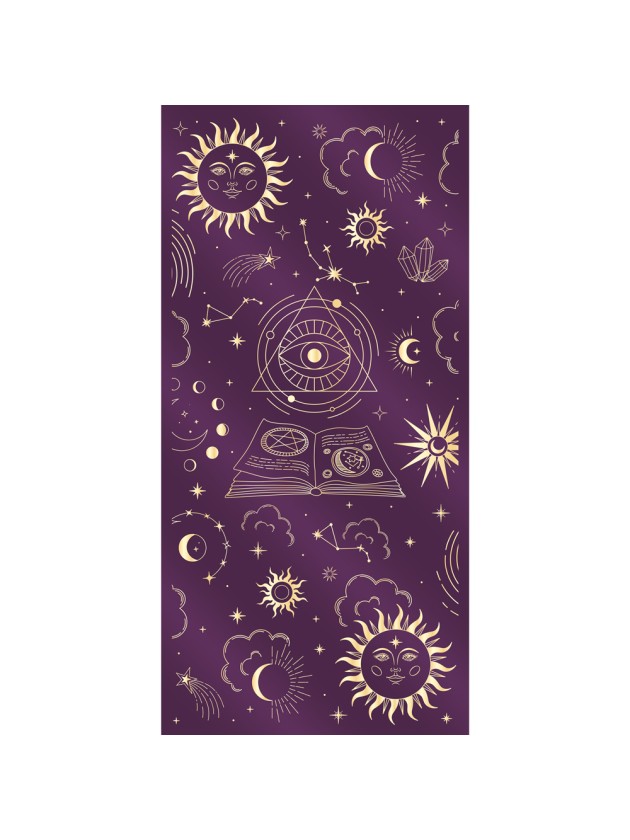 TISCHLÄUFER MYSTIQUE SAMT VIOLETT IMPRESSION GOLD 28CM X 3M