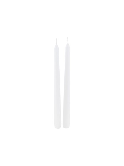 PACK 10 WHITE TAPER CANDLES 7H DIA 2CM X 25CM