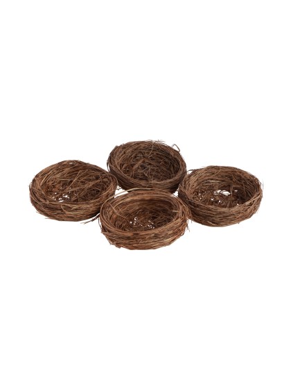 4 BROWN SISAL NESTS TO GARNISH DIA 6CM X 2CM 