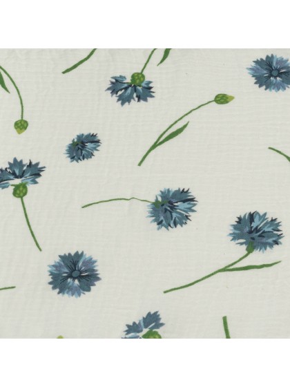 TABLE RUNNER COTTON EMBOSSED CORNFLOWERS 26CM X 3M