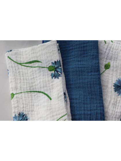 4 SERVIETTEN BAUMWOLLKREPP BLEUETS 40CM X 40CM