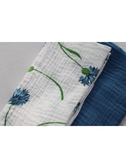 4 SERVIETTEN BAUMWOLLKREPP BLEUETS 40CM X 40CM