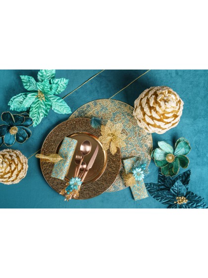 DELUXE VELVET TEAL TABLECLOTH 210GSM 145CM X 240CM