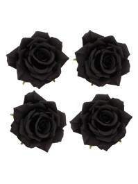 4 BLACK ROSE HEADS DIA 9.5CM X 5.5CM