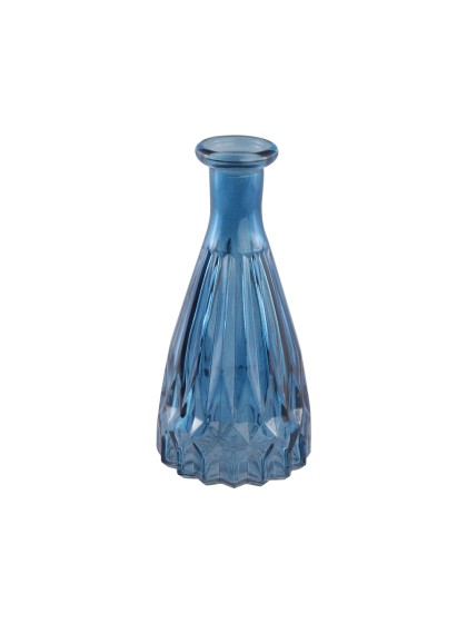 DENIM BLUE GLASS ALEXANDRINE VASE DIA 6.8CM X 14.5CM