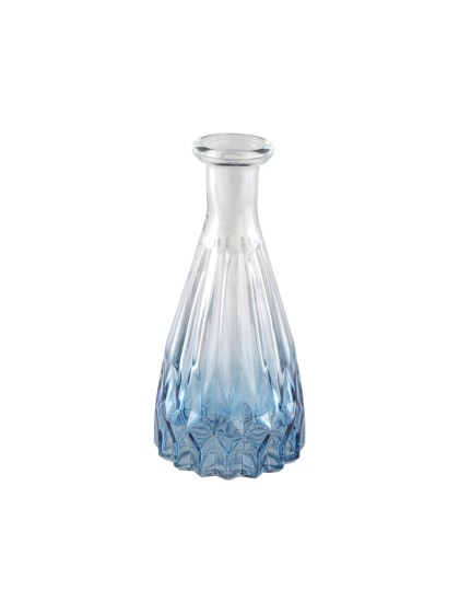 GRADIENT BLUE GLASS ALEXANDRINE VASE DIA 6.8CM X 14.5CM