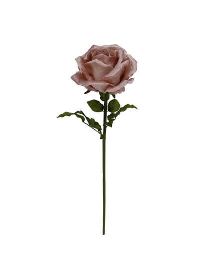 ROSE GEANTE VELOURS SUR TIGE ROSE POUDRE 28CM X 28CM X 108CM