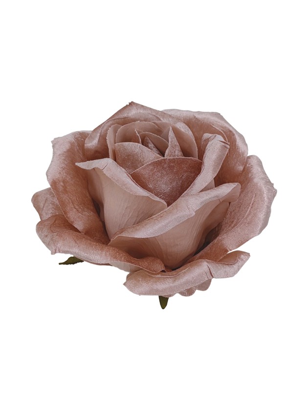 TETE DE ROSE VELOURS ROSE POUDRE DIA 28CM X 18CM