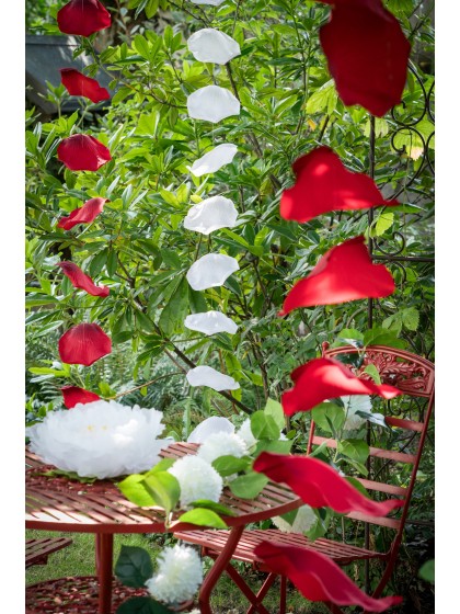 GIRLANDE 10 GROSS ROSA BLÜTEN WEISS 11CM X 11CM X 180CM