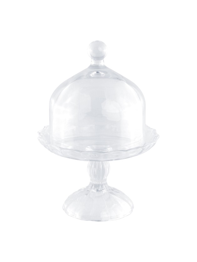 TABLETT GLAS PETUNIA AUF FUSS MIT GLOCKE DIA 16.4CM X 23CM