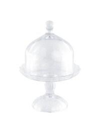 TABLETT GLAS PETUNIA AUF FUSS MIT GLOCKE DIA 16.4CM X 23CM