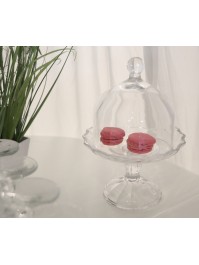 TABLETT GLAS PETUNIA AUF FUSS MIT GLOCKE DIA 16.4CM X 23CM