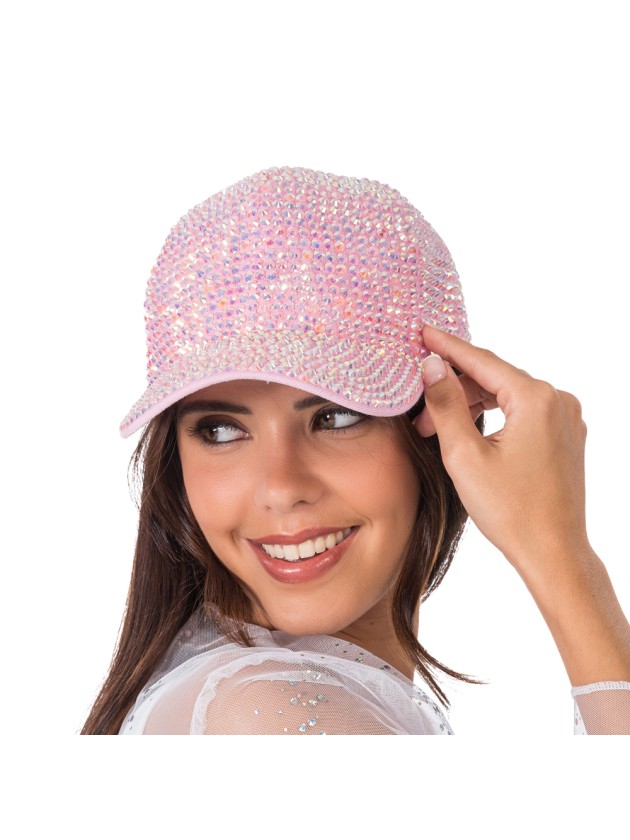 SCHIRMMÜTZE ROSA MIT STRASS DIAMOND Einheitsgröße
