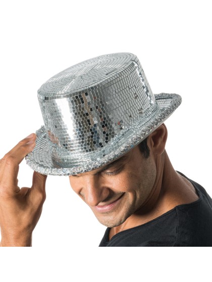 ZYLEINENDERHUT SILBER DISKOKUGEL 12CM - Einheitsgröße - mit innerem Gummiband