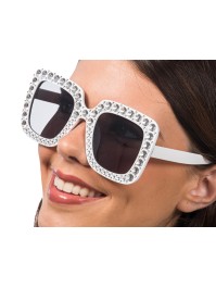 WHITE STRASS PARTY GLASSES 15CM X 14.5CM X 6.5CM