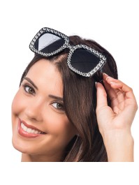 BLACK STRASS PARTY GLASSES 15CM X 14.5CM X 6.5CM