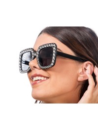LUNETTES NOIRES AVEC STRASS 15CM X 14.5CM X 6.5CM