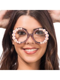 BRILLE BLUMEN UND STRASS ROSA 14CM x 15CM X 6CM