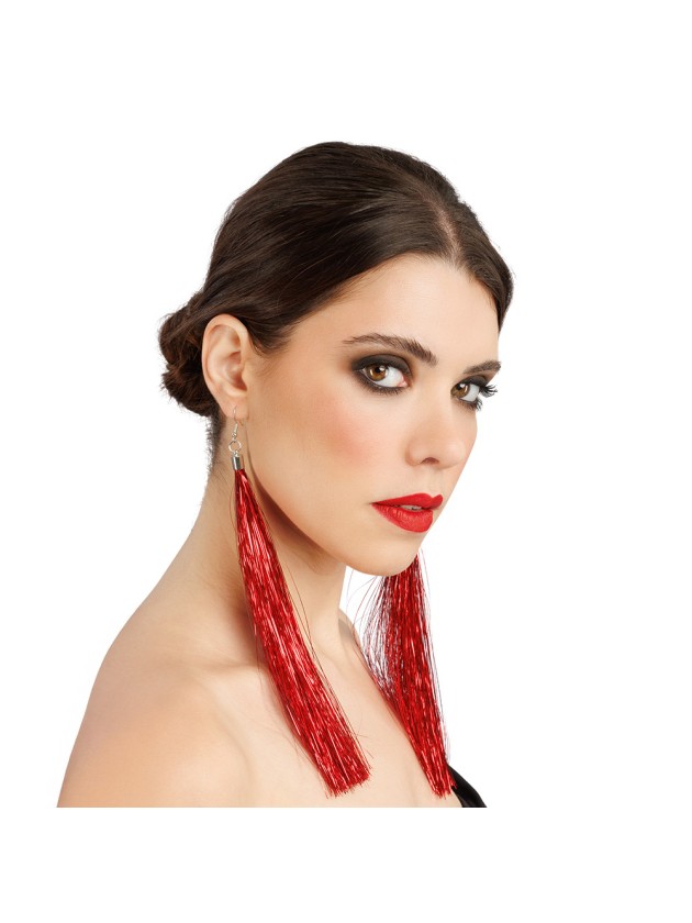 BOUCLES D\'OREILLES SCINTILLANTES ROUGES 17CM