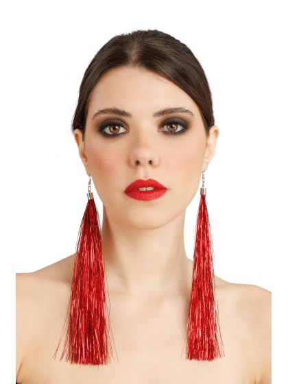 OHRRINGE SCINTILLANTES ROT 17CM