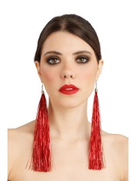 RED TINSEL EARRINGS 17CM